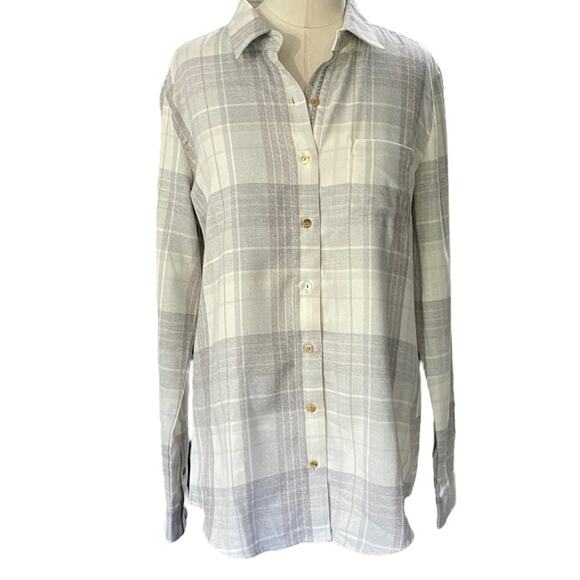Kuhl Women's Kamila Flannel Shirt Light Gray Plaid Button Down Size SMALL - Picture 9 of 9